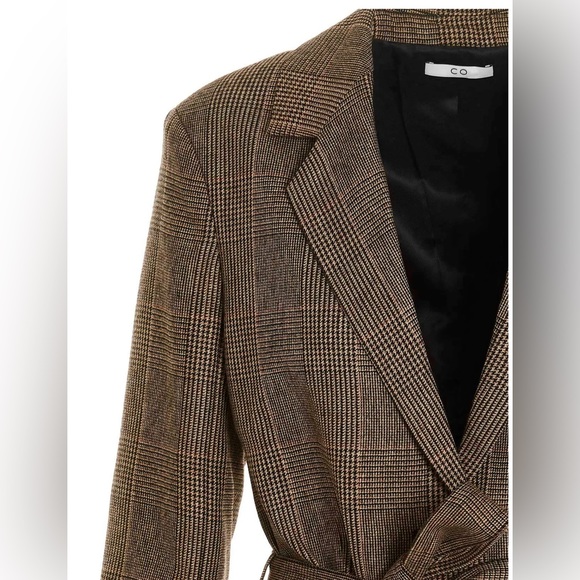 CO Belted Glen Plaid Longline Blazer Coat in Italian Wool - Size L - Picture 6 of 16